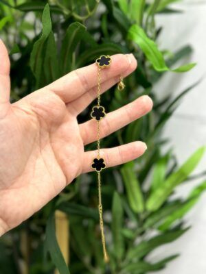 Pulsera Inspiración Van Cleef  de Acero Negra