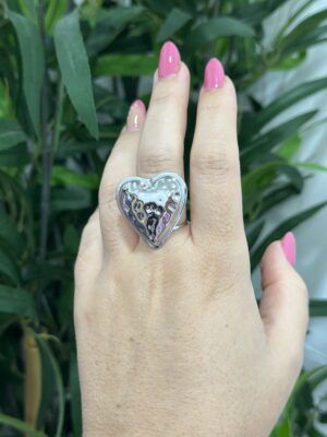 Anillo plateado corazón