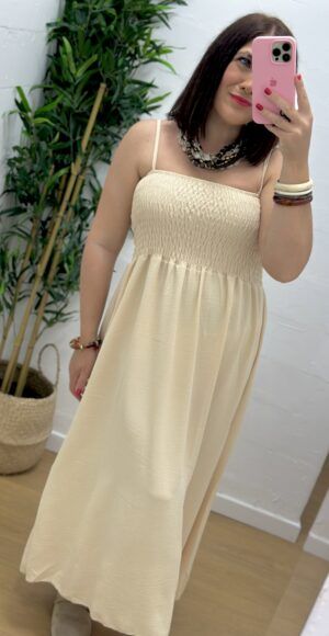 Vestido básico beige