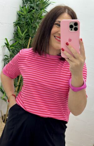 Camiseta rayas Rosa Roja
