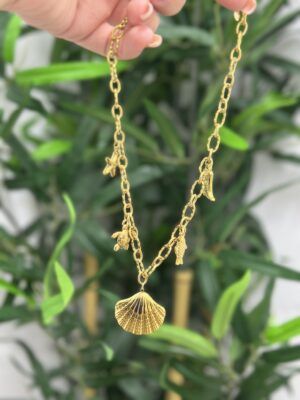 Collar concha dorado