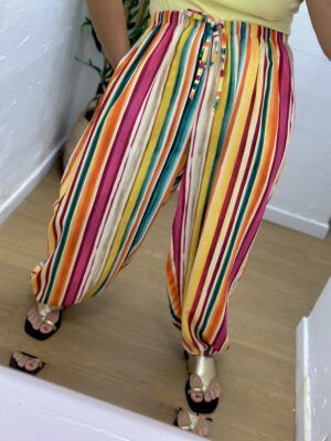 Pantalón abullonado rayas colores