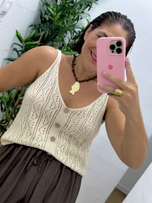 Top tirante calado Beige