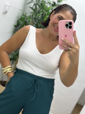 Top canalé blanco