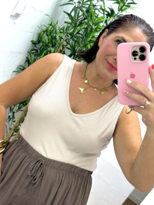 Top canalé pico beige