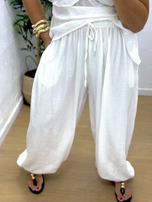 Pantalón abullonado blanco
