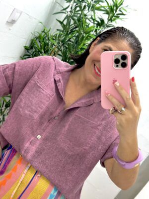 Camisa lino buganvilla