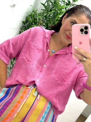 Camisa lino rosa