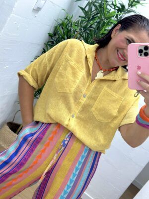 Camisa lino amarilla