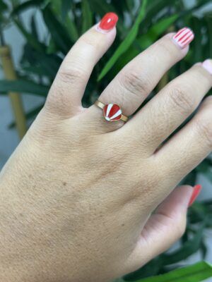 Anillo concha roja y blanca