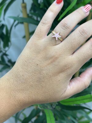 Anillo estrella de mar rosa