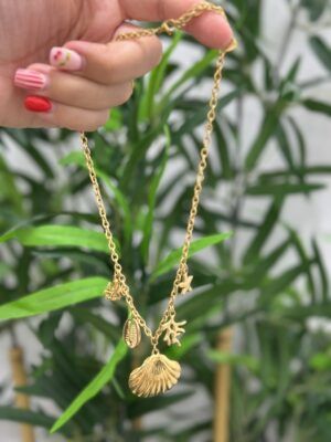 Collar abalorios dorado