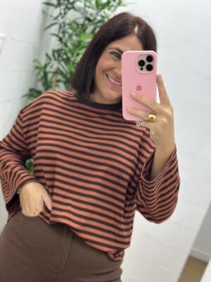 Sudadera rayas Marron Tejas