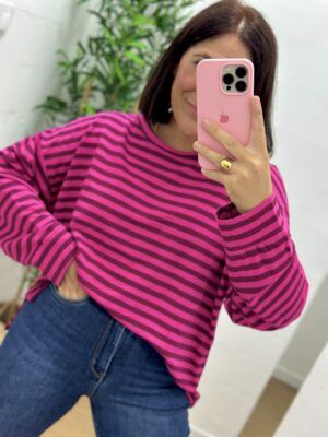 Sudadera rayas rosas