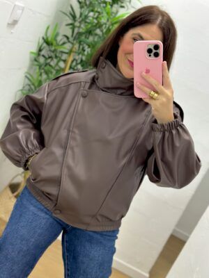 Cazadora polipiel Marrón